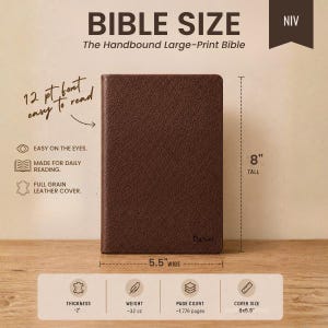 NIV Handbound Large Print Leather Bible | Full Grain, Personalized, Red Letter zdjęcie 6