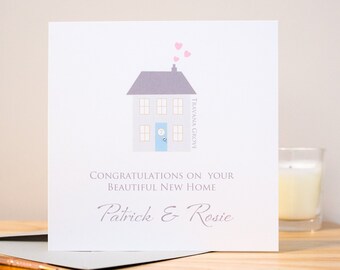 thumbnail image 2 of Personalised Handmade New Home Card – Grey Animal Print House Design, 150mm X 150mm 2 of 6