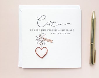Personalised Cotton Wedding Anniversary Card For 2nd Anniversary