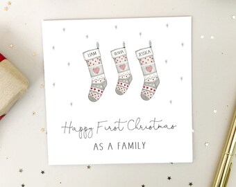 Personalised First Christmas as a family card - 1st Christmas as a Family card - 1st Christmas Cards