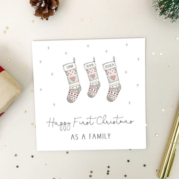 Personalised First Christmas as a family card - 1st Christmas as a Family card - 1st Christmas Cards