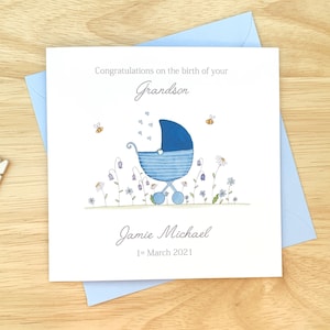 Personalised New Grandparents Card, New Grandson Card, Grandmother Card, Grandfather card