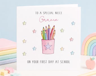 Personalised First Day at School Card - Daughter Niece Granddaughter