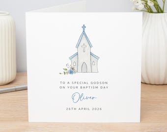 Personalised Baptism Card for Godson Son Grandson Nephew