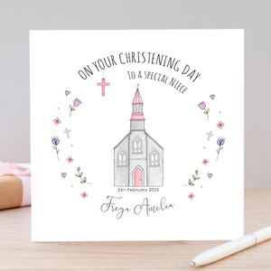 Tarjeta de bautizo personalizada para niña, nieta, hija, sobrina o ahijada.