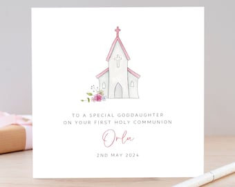 Personalised First Holy Communion Card For Daughter, Granddaughter, Niece, Goddaughter