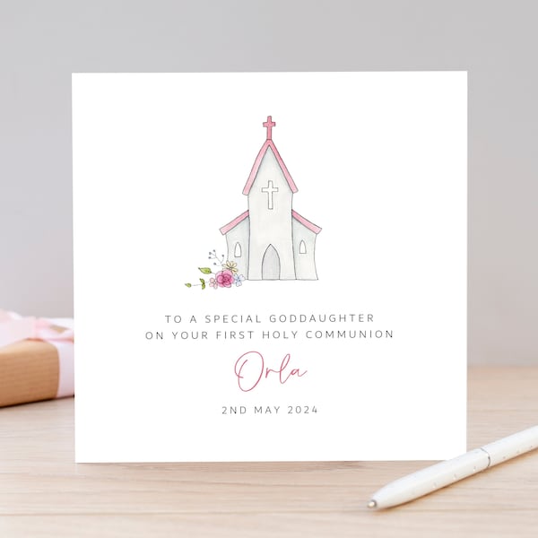 Personalised First Holy Communion Card For Daughter, Granddaughter, Niece, Goddaughter