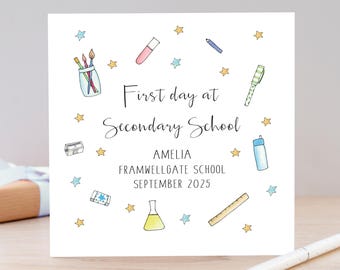 Personalised First day at Secondary school card - High School Keepsake