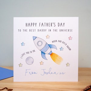 Personalised Father's Day Cards - Rocket Fathers Day Cards - Space Fathers Day Card - Daddy Cards