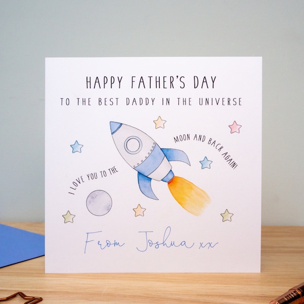 Personalised Father's Day Cards - Rocket Fathers Day Cards - Space Fathers Day Card - Daddy Cards