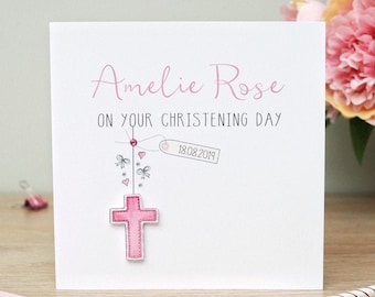 Handmade Personalised Christening Card For A Girl