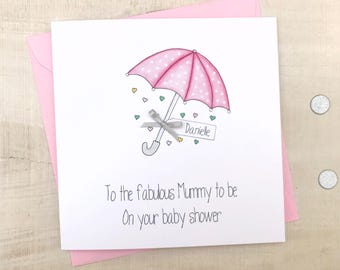 BUNNY WREATH HANDMADE PERSONALISED BABY SHOWER CARD