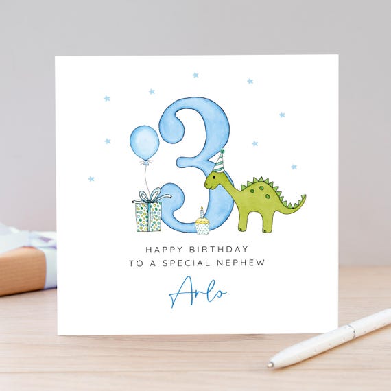 Personalised Childrens Birthday Card, Dinosaur Design For Any Age