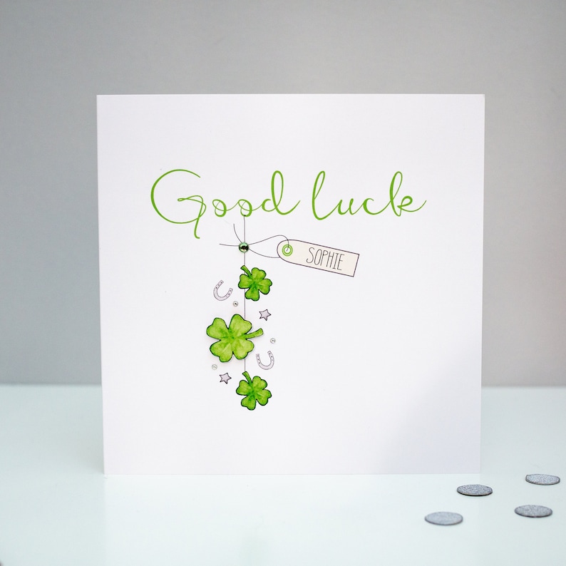 Personalised Handmade Good Luck Card - Etsy UK