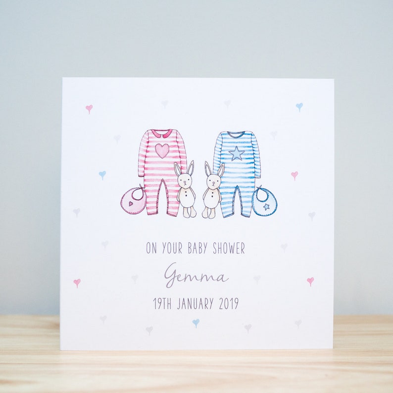 Personalised Twins Baby Shower Card Handmade Personalised Etsy UK