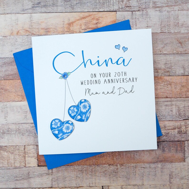 Personalised China Anniversary Cards Handmade Personalised Etsy UK