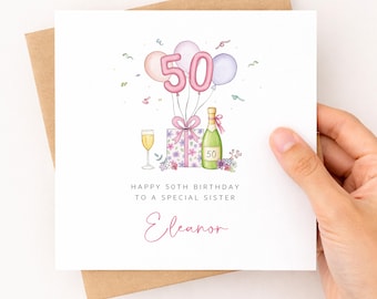Personalised 50th Birthday Card For Friend Sister Daughter Mum