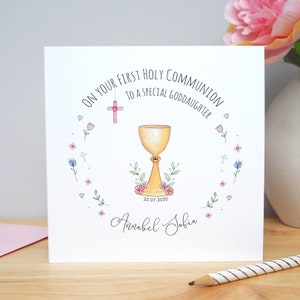Personalised First Holy Communion Card - 1st Holy Communion Card - Goddaughter, Daughter