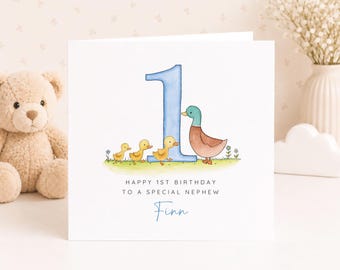 Ducks 1st Birthday Card for a Boy or Girl, Son Grandson Nephew, 1st 2nd 3rd