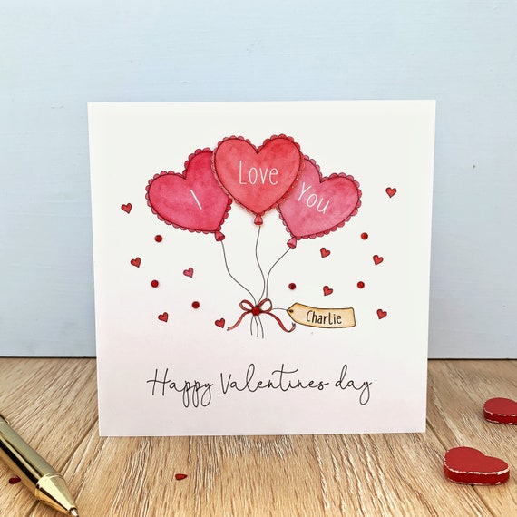 Personalised Valentine's Day Card Balloon Valentines Card