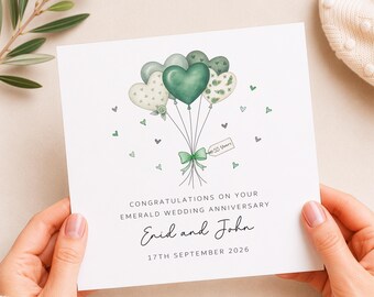 Personalised Emerald Wedding Anniversary Card For A 55th Anniversary, Mum and Dad, To You Both