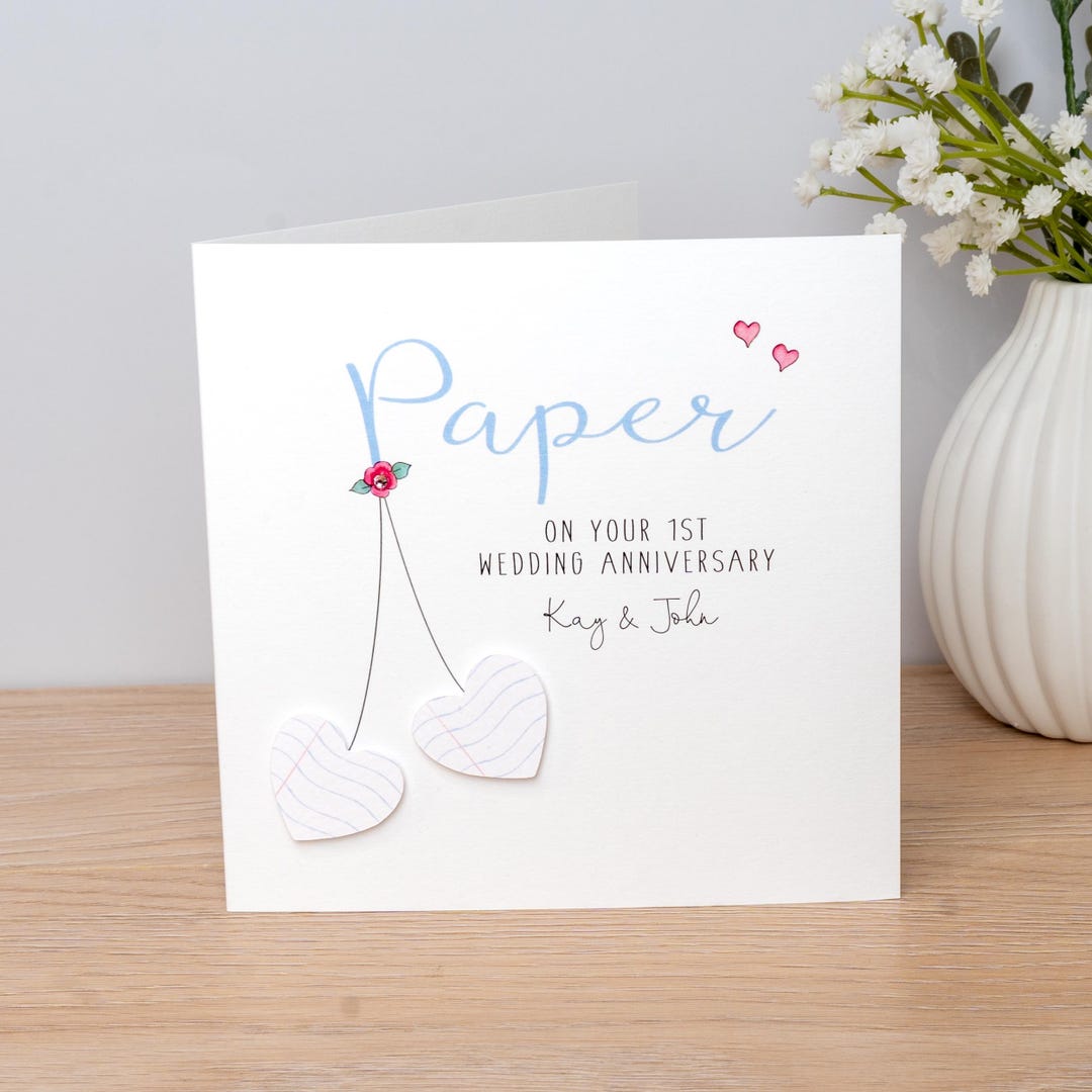 Personalised 1st Wedding Anniversary Card for A Paper Anniversary - Etsy UK
