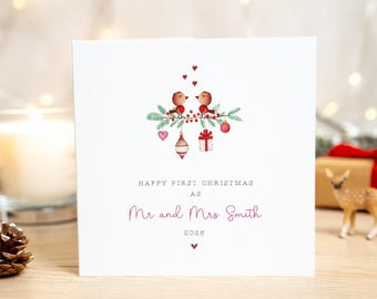 Personalised First Christmas As Mr & Mrs Card, 1st Xmas Married