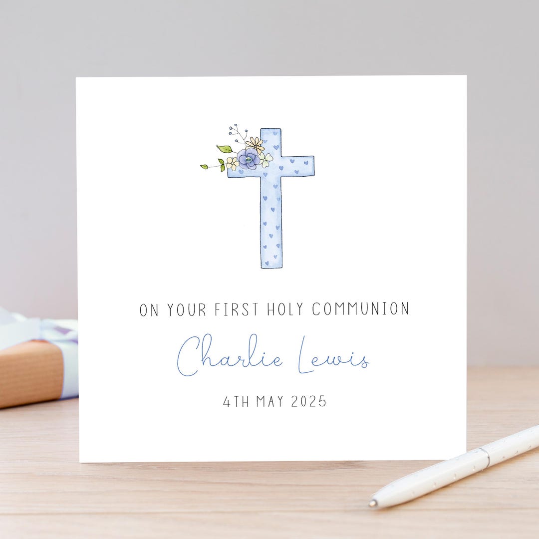 Personalised First Holy Communion Card for A Boy, Son Grandson Nephew ...
