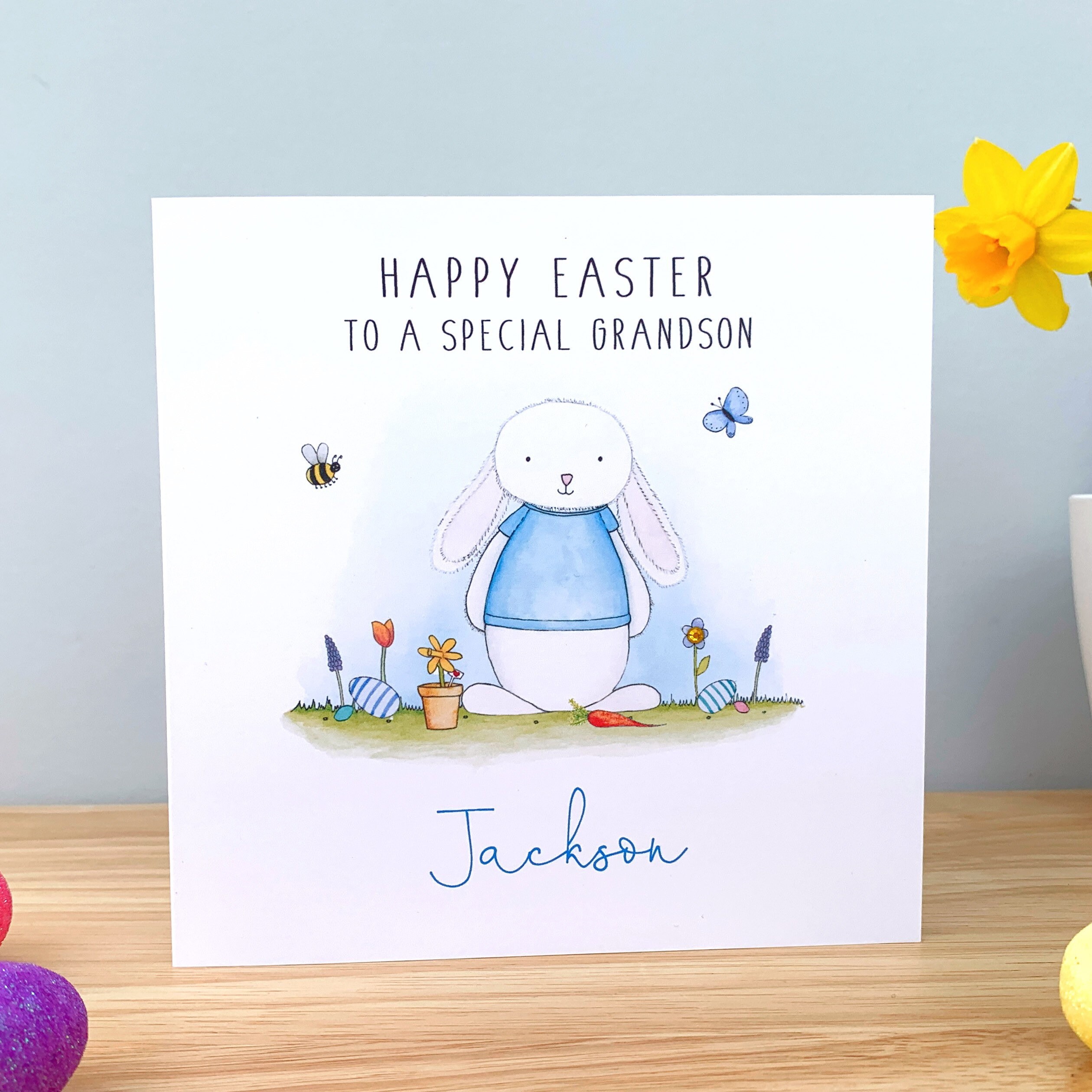 Easter Card Easter Bunny Card Personalised Easter Bunny Card Personalised Easter Card