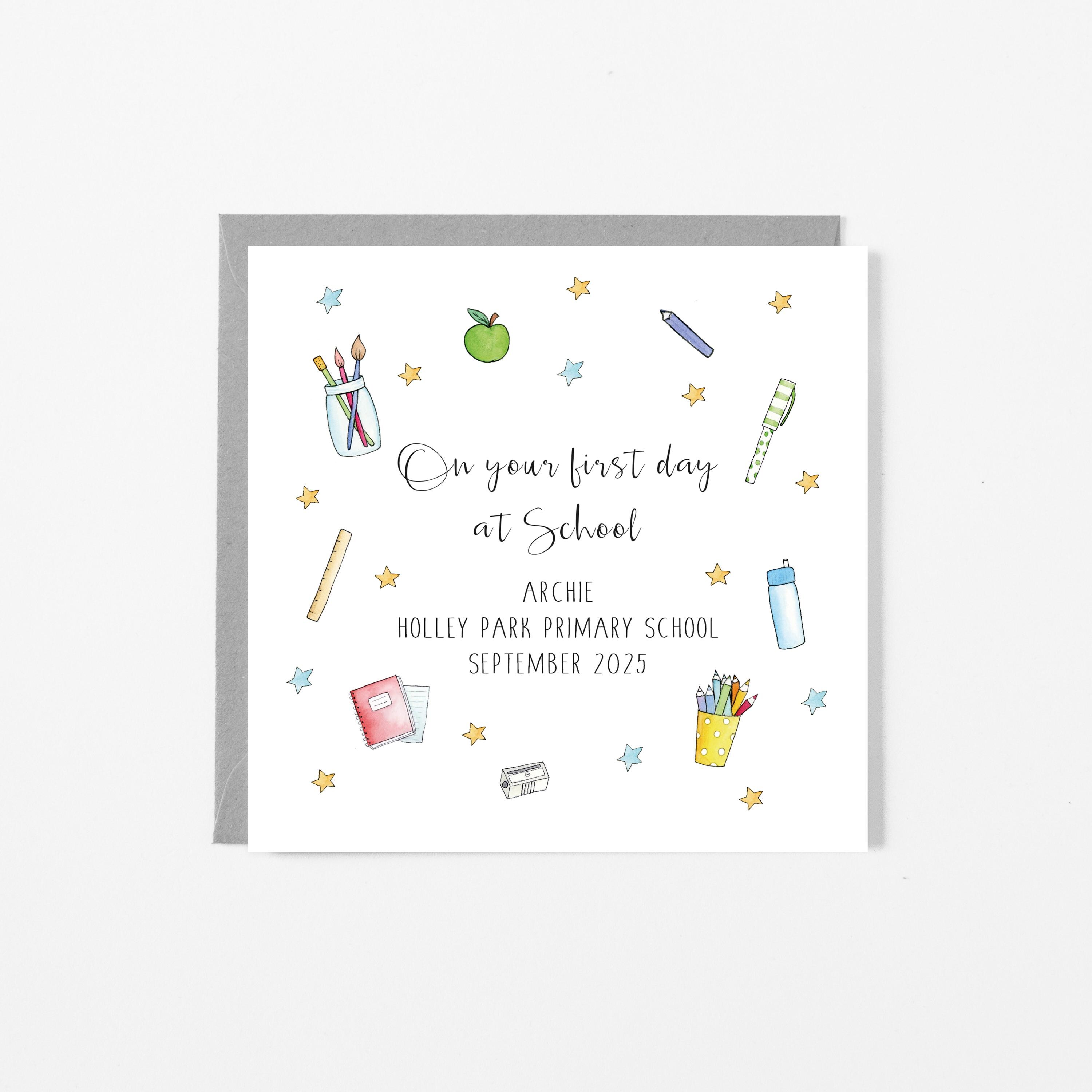 Personalised First Day at School Card - Etsy