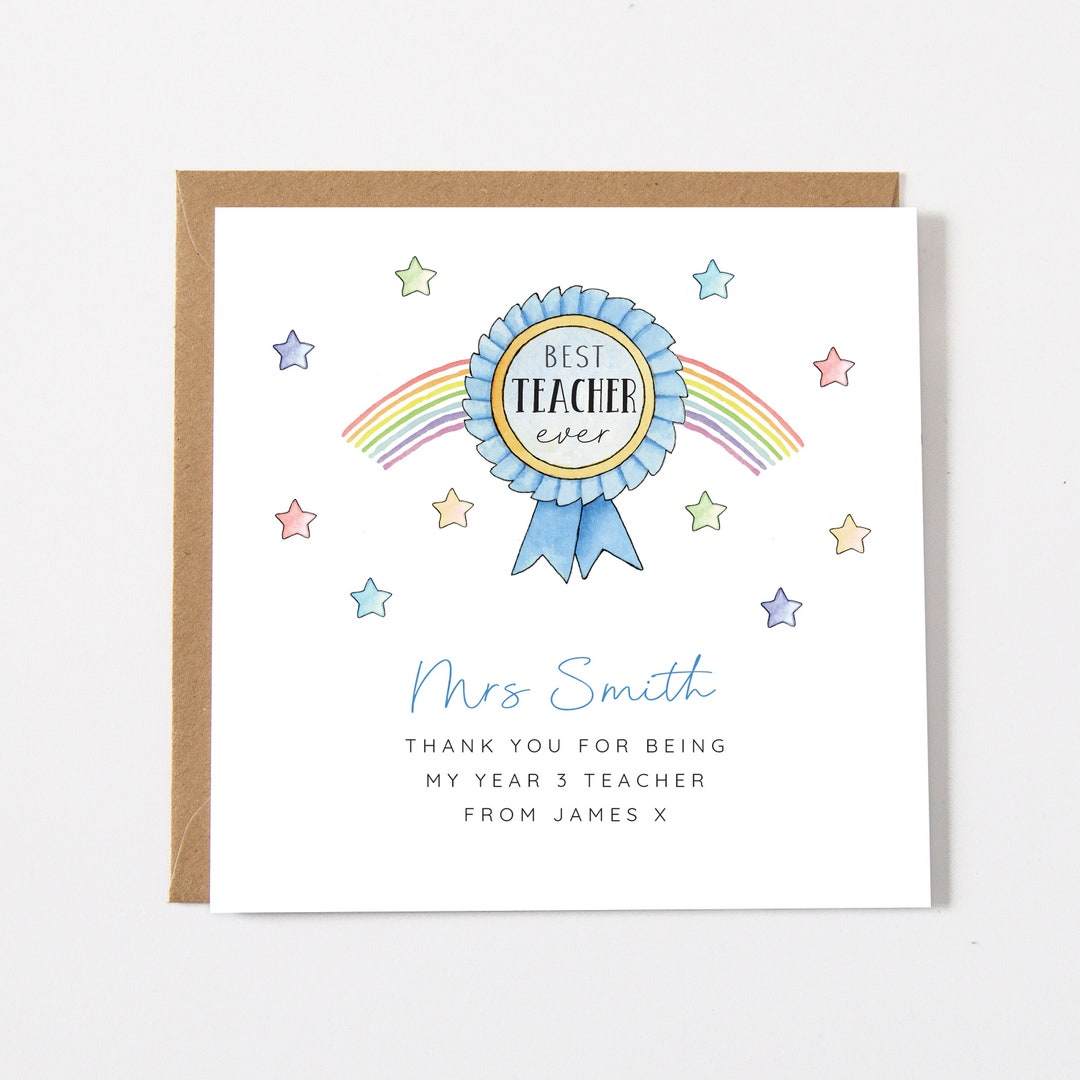 Personalised Teacher Thank You Card for End of Term - Etsy UK