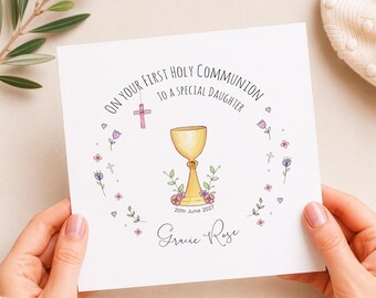 Personalised First Holy Communion Card For A Girl