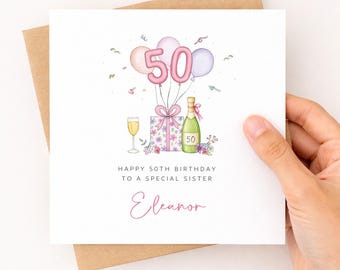 Personalised 50th Birthday Card For Friend Sister Daughter Mum