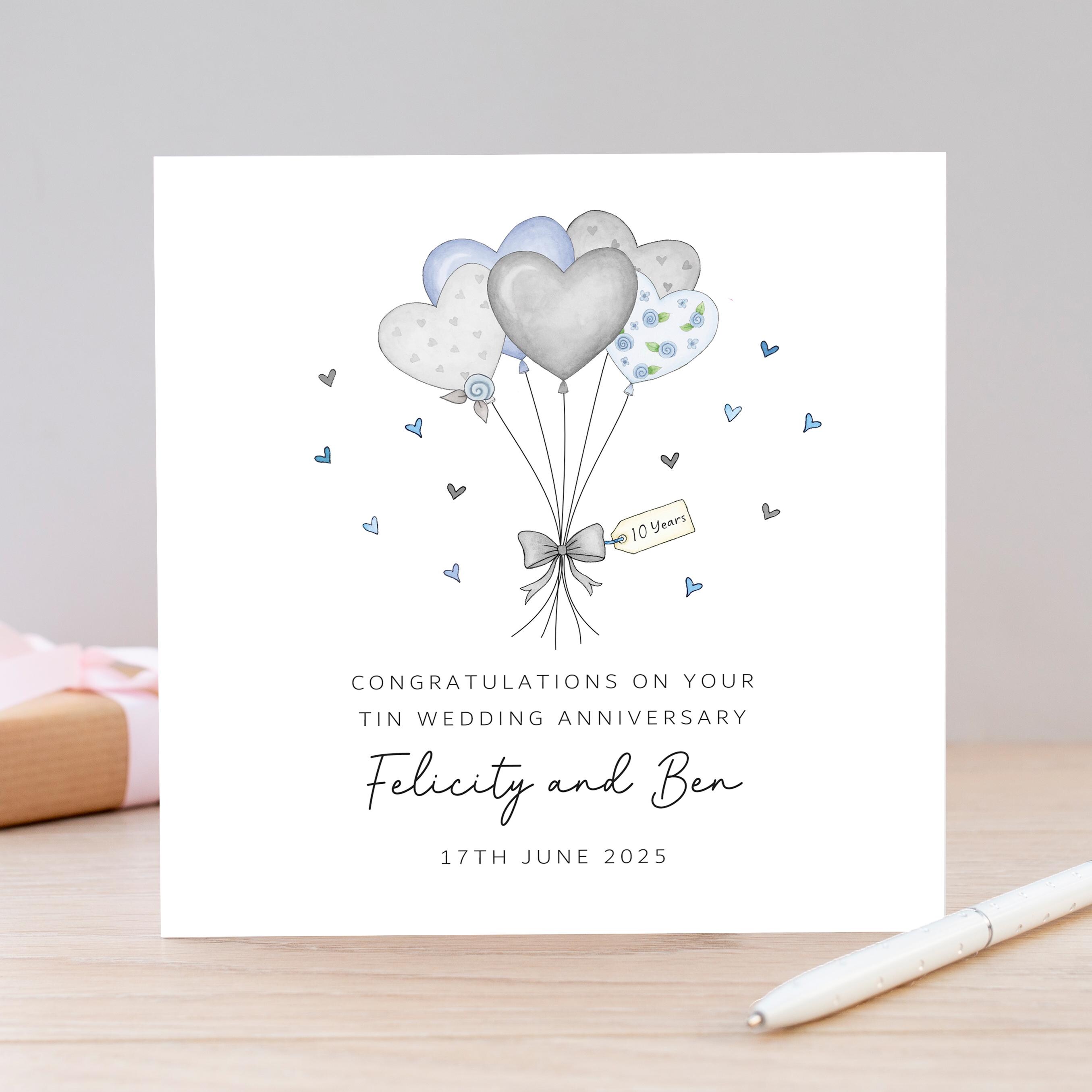 Personalised 10th Wedding Anniversary Card for A Tin Anniversary ...