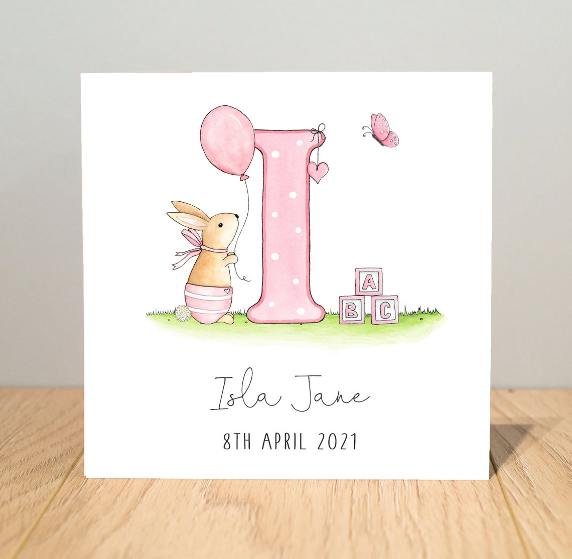 Personalised Baby Girl Card Keepsake New Baby Card Etsy UK