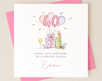 Personalised 40th Birthday Card For Friend Daughter Sister Niece