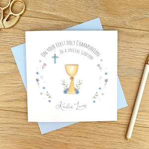 Personalised First Holy Communion Card - 1st Holy Communion Card - Son, Godson, Nephew