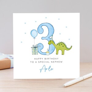 Personalised Childrens Birthday Card, Dinosaur Design For Any Age image 1