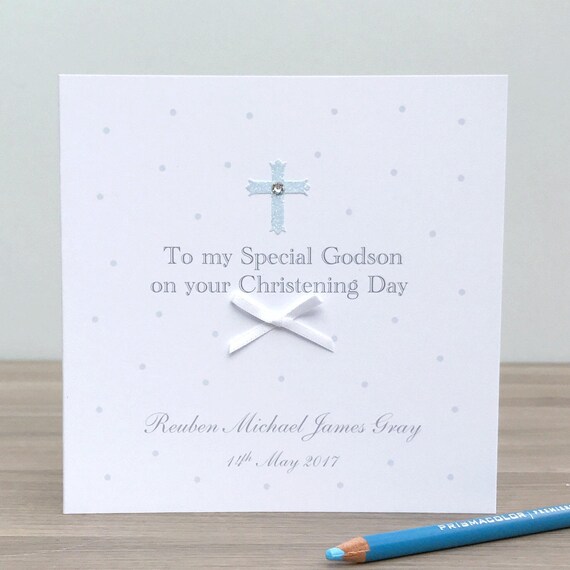 Personalised Godson Christening Card Handmade Personalised | Etsy