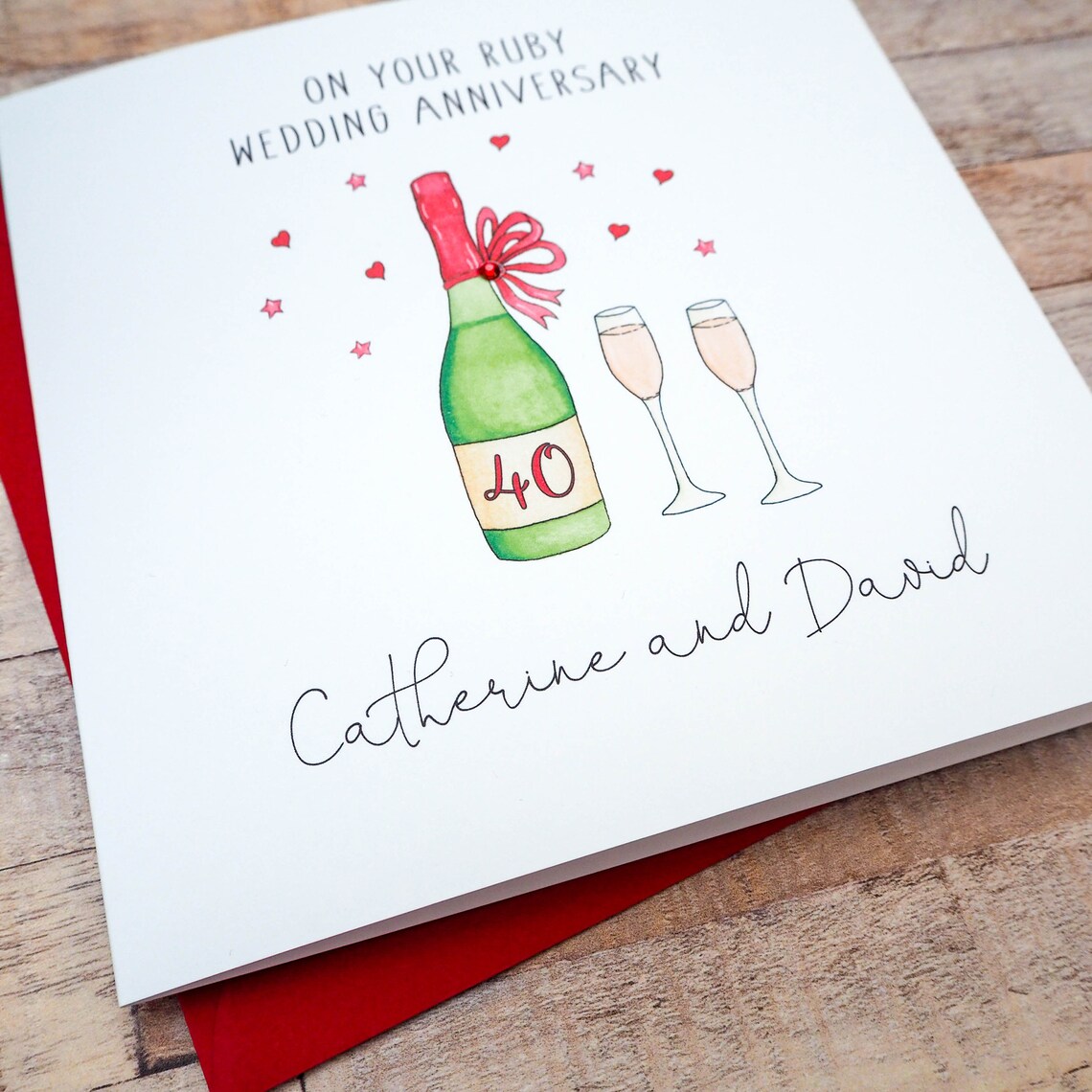 Personalised Ruby Wedding Anniversary Card Ruby Anniversary Etsy UK