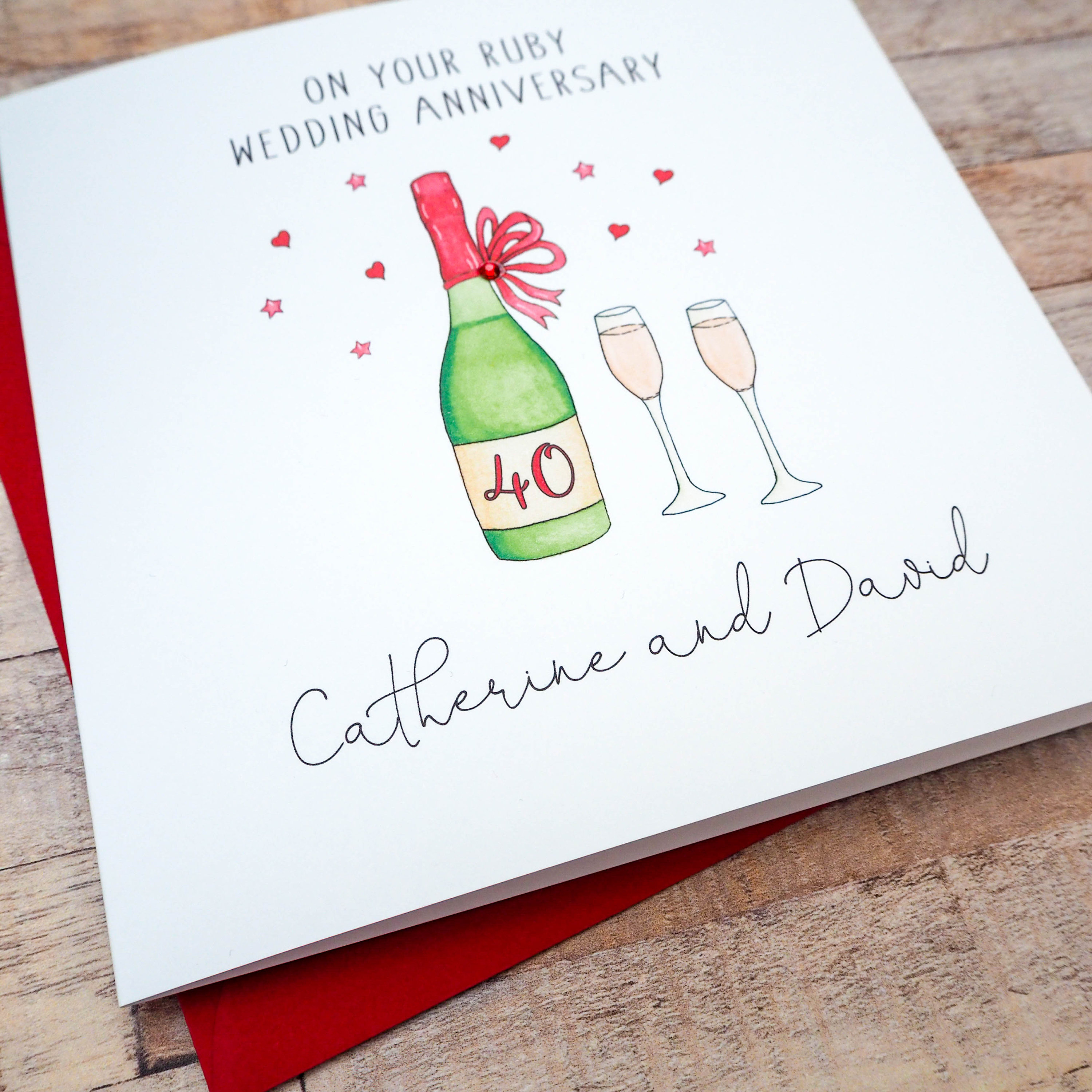 Personalised Ruby Wedding Anniversary Card for A 40th Anniversary, Mum ...