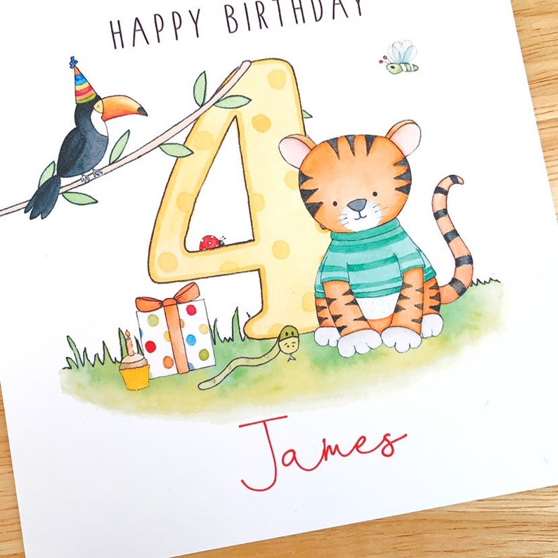 Personalised Children's Birthday Cards Tiger Birthday - Etsy UK