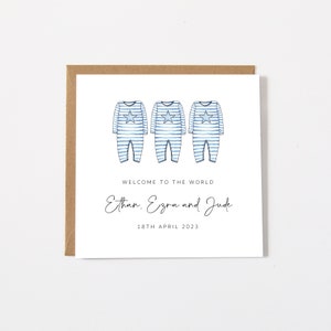 Personalised New Baby Triplets Card- Personalised Baby Triplets Cards - Triplet Personalised Cards - Girl Triplet Cards - Boy Triplet Cards