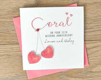 Personalised 35th Anniversary Card For A Coral Wedding Anniversary, Mum and Dad, To You Both