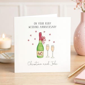 Personalised Ruby Wedding Anniversary Card For A 40th Anniversary, Mum and Dad, Friends