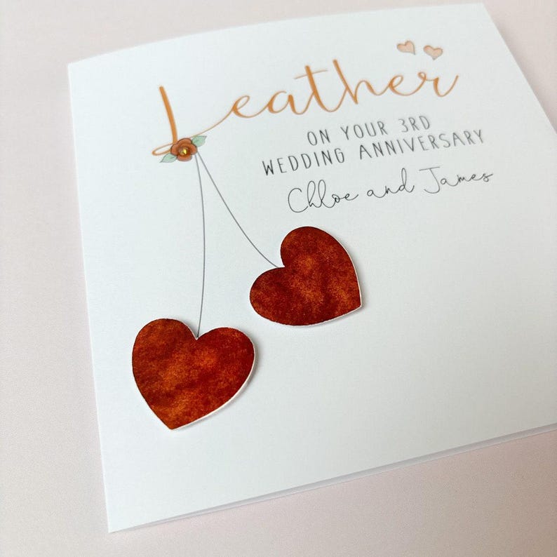 Personalised 3rd Anniversary Card For A Leather Anniversary image 3