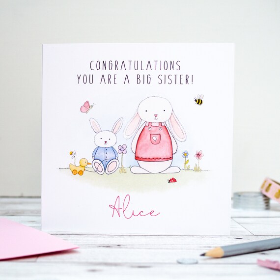 Personalised Big Sister Cards New Baby Sister Card New Etsy