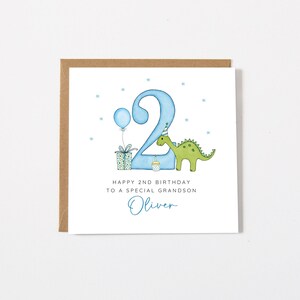 Personalised Childrens Birthday Card, Dinosaur Design For Any Age image 2