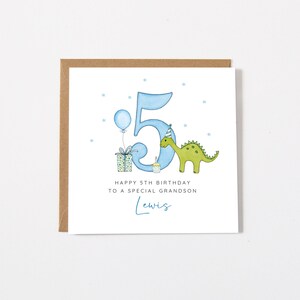 Personalised Childrens Birthday Card, Dinosaur Design For Any Age image 3