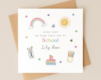Personalised First Day At School Card For A Boy or Girl, Starting Nursery Card